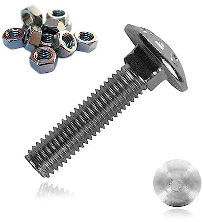 200x Flachrundschrauben mit Vierkantansatz + Sperrzahmuttern M10x50 Edelstahl A2 Bau