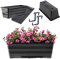 KADAX Jardinière de 40 cm, avec soucoupe et 2 poignées, anthracite, pot de balcon, en plastique, résistant aux intempéries, pot de fleurs, jardinière pour fleurs, herbes aromatiques