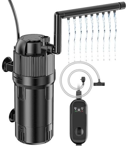 Forever Speed 5-in-1 UV Filtre intérieur Aquarium 3 Watt, Filtre pour Aquarium Réglable 400L/h pour Aquariums 40-120L