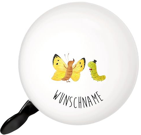 Mr. & Mrs. Panda Personalisierte Fahrradklingel Raupe Schmetterling - Personalisierte Geschenke, Gute Laune, Entwicklung, lustige Sprüche,