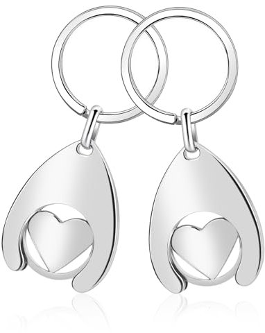 Einkaufswagenchip Schlüsselanhänger, 2 Stück Herz Abnehmbarer Einkaufschip, Einkaufswagen-Token, Einkaufswagenlöser aus Metall, Einkaufswagen Schlüsselanhänger Valentinstags Geschenk für den Partner