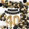 AivaToba 40. Geburtstag Deko Frau Mann: Schwarz Gold Konfetti Luftballons, Banner, Pom Poms, Ballonkette, Klebepunkt