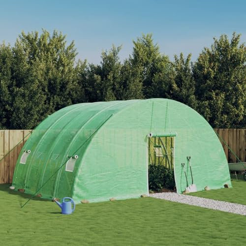ShCuShan Serre avec Cadre en Acier Vert 24 m² 6x4x2,85 m,Carport Abri Voiture,Serre Tunnel