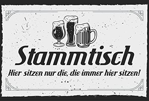 AGDeko® Blechschild Stammtisch hier sitzen nur die Größe 30x20 cm