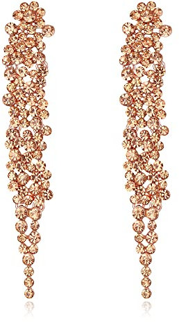EVER FAITH Statement Ohrringe Strass Kristall Bankett lange Kronleuchter baumeln Ohrstecker für Damen Prom Hochzeit Braut Champagner-Rosegold