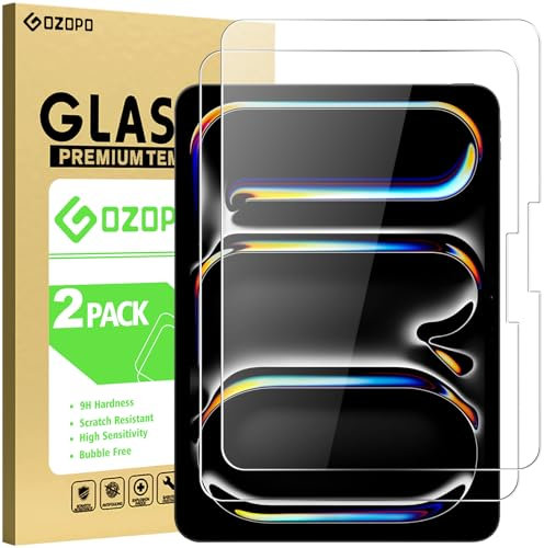 GOZOPO Protectores de Pantalla Para iPad Pro 11 Pulgadas M4 (2024), Dureza 9H Vidrio Templado
