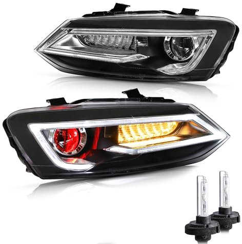 VLAND Scheinwerfer Kompatibel für Polo 5 Polo MK5 6R 6C 2009-2017 (Not for GTI/1.2 TSI/R), 1 Satz (Dämoneye+d2h)