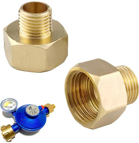 Gasschlauch Adapter Set, 2 Stück Gasherd Adapter 1/2 auf 1/4, Gasflaschen Adapter aus Messing, Gasschlauchverbinder, für Gaskocher, Hockerkocher, Wohnwagen