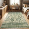 ABAKUHAUS Blätterdesign Dekorativer Teppich, Boho Kunst Dschungelblätter, Hochwertiger Flächenteppich für Schlafzimmer und Wohnzimmer, 122x170 cm, Laurel Grün