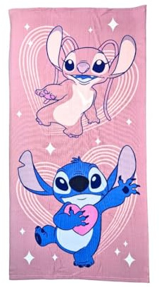 My sweety pop Stitch Strandtuch Badetuch 70x140 cm 100% Polyester Urlaub Geschenkidee Stitch & Engel Rosa
