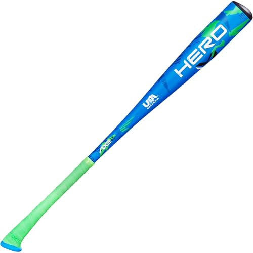 Axe | Hero | USA Baseball Bat | Drop -12 | 1-Piece Alloy | 2 1/2 Barrel | Blue/Green (26)