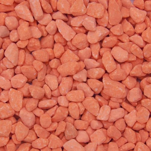 Dihl Gravier orange fluorescent pour bassin d'aquarium, 3 mm à 8 mm, substrat naturel non toxique, poissons, reptiles aquatiques, arthropodes, crustacés et amphibiens, 1 kg orange