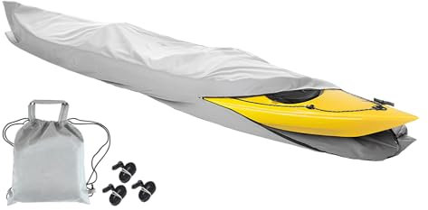 LDIW Housse de Kayak, Imperméable et Protection UV 420D Bache Protection pour Canoë avec Un Sac de Rangement, pour Rangement Intérieur/Extérieur,Gris,10FT: 3.1mx0.7m