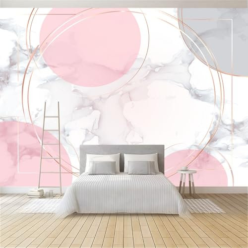 Fototapete Schlafzimmer Runde Marmorstruktur 250x175 cm 3D Druck Vliestapete, Wandtapete Wandbilder, für Wohnzimmer, Kinderzimmer, TV Hintergrund Vlies Tapete