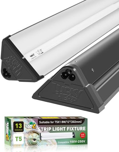 LUCKY HERP T5 UVB Lampe Terrarium, Reptilien UVA UVB Leuchtstoffröhre 8W, 30% UVA+10% UVB T5 UVB Kit für Schildkröte, Bartagame, Vögel, Schlangen, Eidechsen, Reptil
