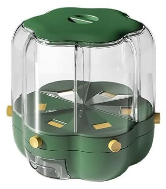 Beufee Müslispender, Reisspender, 360° drehbar, Lebensmittelaufbewahrungsbehälter, 6 Gitter, Getreidespender, Reisaufbewahrungsbehälter, Lebensmittelspender für Gerstenhirse (-3118220158611)