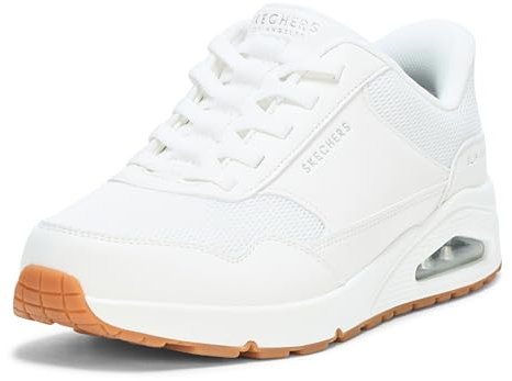 Skechers Uno Banksia, Zapatillas Hombre, White Duraleather/Mesh, 45 EU