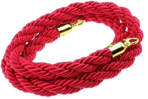 Absperrkordel,Absperrseil Mit vergoldeten Karabinerhaken aus Edelstahl und gedrehtem rotem Hanfseil als Trennwand zur Kontrolle der Menschenmenge bei Warteschlangen und Feiern in Hotels.(Red 1 Pack,4f
