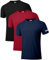 3 Pack Herren Workout Laufshirts UPF 50+ Sonnenschutz Rash Guard T-Shirts Quick Dry SPF UV Swim Short Sleeve Shirts Schwarz/Rot/Navy 01 XL