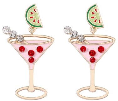 Martini Earrings for Women Martini Wine Glass Dangle Earrings Sparkly Martini Glass Crystal Earrings Wine Bottle Earrings Rhinestone Beads Martini Glass Earrings New Year Jewelry Christmas Gifts,