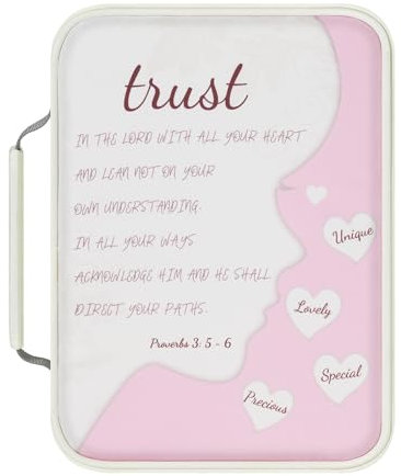 MoKo Custodia della Bibbia/Copertina del libro per le donne, borsa della Bibbia con cerniera in metallo e maniglia per la Bibbia di dimensioni standard, regalo per la mamma, 10,63x8,66x2,36'', Beige
