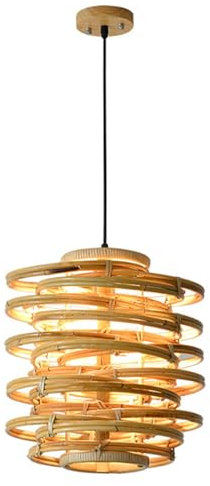 Lampe Suspendue en Bois pour îlot de Cuisine, luminaire de Plafond Suspendu en Bois pour Ferme Rustique, pour café, sous-Sol, Couloir, Foyer