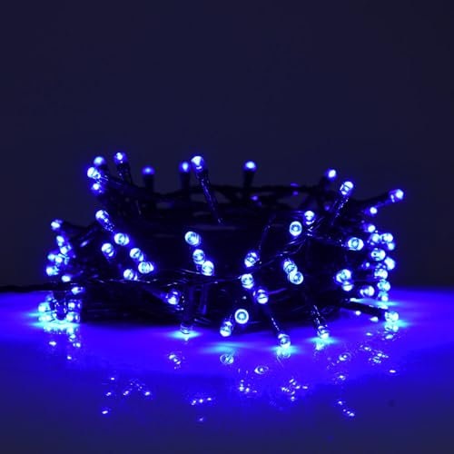 Partenopea serie stringa catena luminosa di luci 300 LED per albero di Natale da Esterno natalizie ed Interno controller con 8 giochi di luce e Memoria cavo Verde (Blu, 15mt)