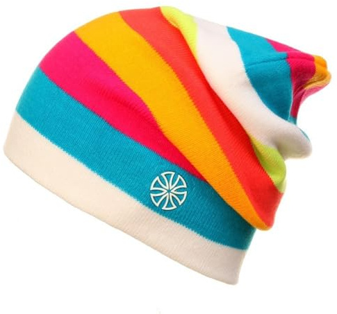 DONGKER Regenbogen Mütze, Leichte Rainbow Beanie Herren/Damen, Doppelstrick Bunt Unisex Slouch Strickmütze für Alle Jahreszeiten, für Kopfumfang 55-61 cm