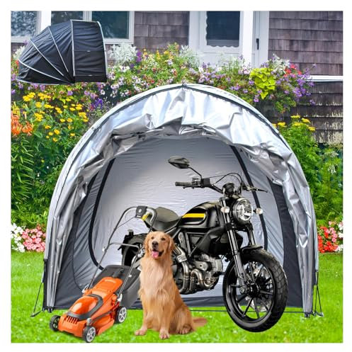 Garage Moto Appeso 2 in 1 Box Moto con Doppie Porte per 2-5 Biciclette Carport Auto Garage Auto per Esterno,Black