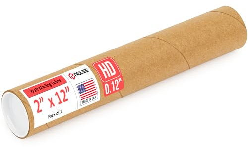 Paclord 5,1 x 30,5 cm robuste, verstärkte Versandrolle aus Karton, Packung mit 1 Tube mit 2 Kappen, sichere USPS-genehmigt, ideal für den Versand und die Aufbewahrung von Drucken, Kunstwerken, Postern