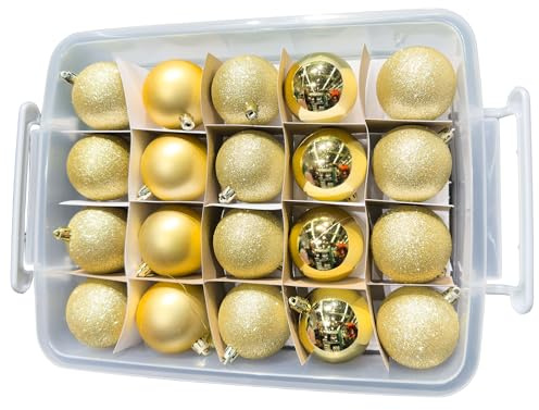 Weihnachtskugeln 70-teilig – bruchfestes Kugelset aus Kunststoff (Gold) | In glänzend, matt & glitzernd – Weihnachtsdeko für Innen & Außen – festliche Baumkugeln in verschiedenen Designs