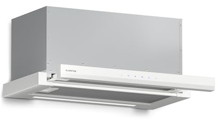 Klarstein Velaire Dunstabzugshaube 60cm, Unterbau, Ausziehbar, 896 m³/h Boost, Touch, Energieklasse A++, LED, Leise, Aluminium- & Aktivkohlefilter, Unterbauhaube Küche, Weiß