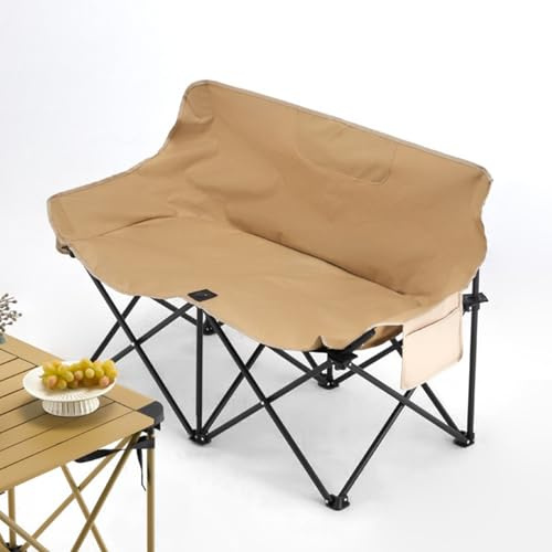 Doppelter Campingstuhl, robust, tragbar, für 2 Erwachsene, mit Aufbewahrungstasche, bequemer Klappstuhl für den Außenbereich
