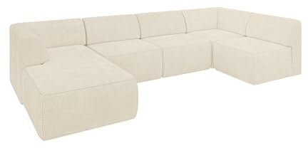 ALTDECOR Ecksofa in U-Form Corner Sofa Bett Eckcouch Couch L-Form Wohnlandschaft Cauchsofa MOVO 345x180x78 Beige