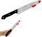 Halloween Knife Prop - 30cm Long Fake Bloody Knife with Black Handle - Slasher Fancy Dress Prop