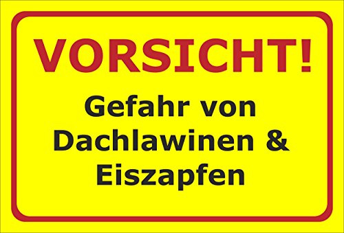 Melis-Folienwerkstatt Schild Dachlawinen Eiszapfen – 30x20 cm – 3mm Aluverbund – Verschiedene Größen und Materialien – Mit Bohrlöchern