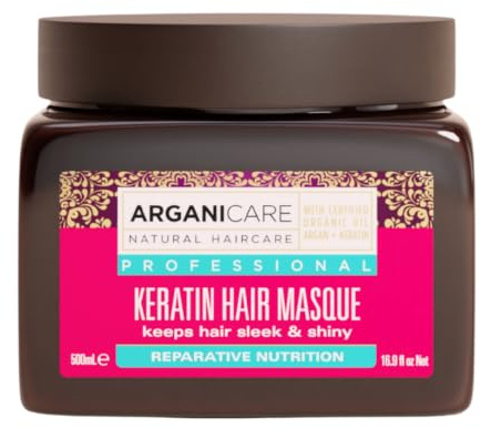 Arganicare | Keratin Repairing Hair Masque | All Hair Types | Intensive Conditioning Care | Smoothness, Strength and Shine | 500 ml