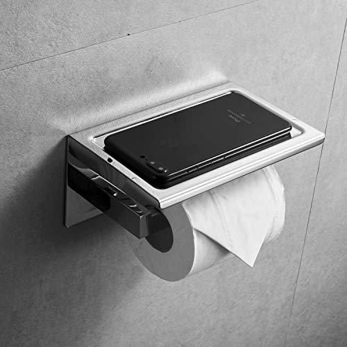 Leekyer Porte-Rouleau de Papier Toilette Poli Miroitant Le Support de Papier Toilette en Acier Inoxydable Peut Mettre Un téléphone Portable