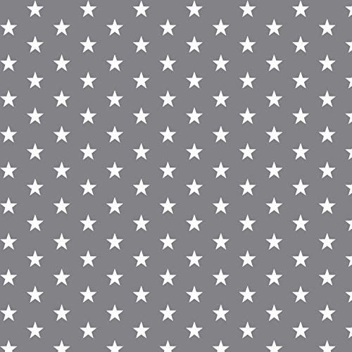 babrause® Baumwollstoff Sternchen Grau Webware Meterware Popeline OEKOTEX 150cm breit - Ab 0,5 Meter