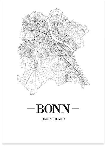 JUNIWORDS Stadtposter - Wähle Deine Stadt - Bonn - 21 x 30 cm Poster - Schrift A - Weiß