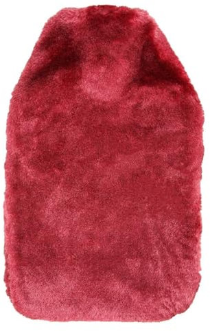 Soft Cosy Faux Fur Fabric Hot Water Bottle Cover only - for 2L (Red) (Cover ONLY)