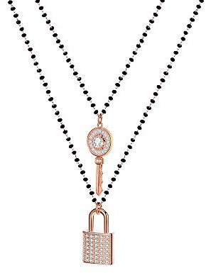 Ouran Collana con Ciondolo Chiave e Lucchetto per Donna, Collana a Catena Lunga in Cristallo Nero Multistrato con Cristallo di zirconio cubico Miglior Regalo di Gioielli per Mamma, Amici