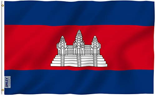 ANLEY Fly Breeze 3x5 Fuß Kambodscha Flagge - Lebendige Farbe und UV-Lichtechtheit - Leinwandkopf und doppelt genäht - Kampuchea Flags Polyester mit Messingösen 3 X 5 FT
