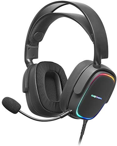 Mars Gaming MHAX Nero, Cuffie Multipiattaforma RGB+Mic Rimovibile, 53mm HIFI