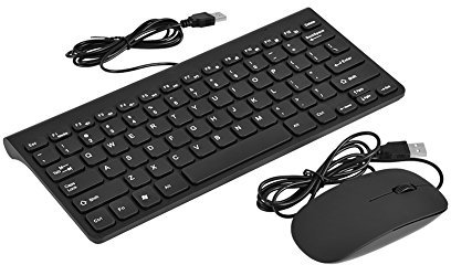 USB Wired Keyboard&Mouse Set, 87Keys Ergonomic Design Protable Mini Ultra Thin Keyboard Mice Combo for PC Laptop, Easy to Use Plug and Play(Black)