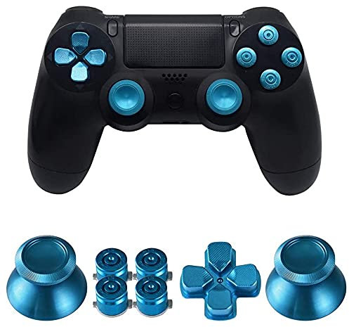 MMOBIEL Metallknöpfe kompatibel mit Playstation 4 PS4, PS4 Slim, PS4 Pro Dualshock 4 Controller Aluminium Metall Thumbsticks,Bullet Buttons Ersatz-D-Pad Inkl. Schraubendreher Blau