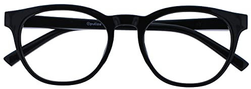 OPULIZE BLU Blue Light Blocking Reading Glasses for Women Men - Cool Round Frame - Anti-Glare Computer and Gaming Eyewear - UV and Eyestrain Protection - Improve Sleep - Black +3.00