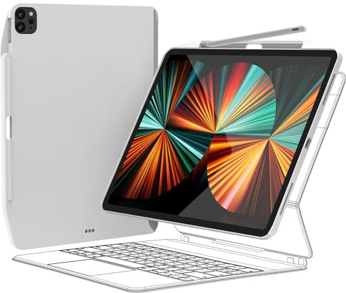 SWITCHEASY CoverBuddy Schutzhülle für iPad Pro 2020 & 2018, kompatibel mit Magic/Smart Keyboard, mit Stifthalter [unterstützt Apple Pencil Aufladen] (neuestes 2021 iPad Pro 12,9 Zoll, Weiß)