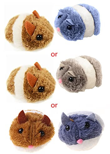 YO-HAPPY Pull String Mouse Vibrating Movable Interactive Toy Fluffy Plush Mice for Cats