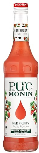 PURE by MONIN Red Berries Konzetrat 0,7 l | Fruchtige rote Beeren Konzentrat ohne Zuckerzusatz - für Sommerdrinks, Cocktails, Mocktails und Desserts